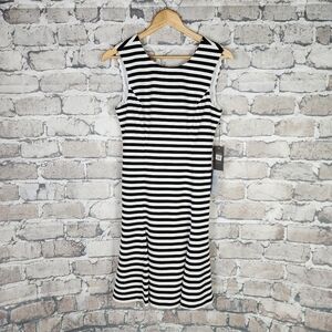 Vince Camuto A-Line Striped Dress Sleeveless Crew  Neck Navy White Size 6